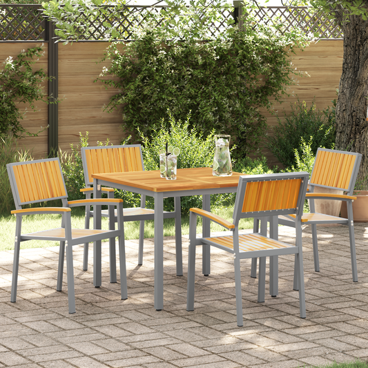 Stacking Chair 4 pcs Brown 56 x 57 x 87 cm Solid Acacia Wood Stacking Chair 4 pcs Brown 56 x 57 x 87 cm Solid Acacia Wood