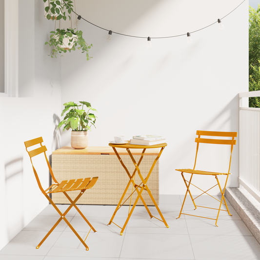 Garden Folding Chair Folding 2 pcs Mustard 42 x 46 x 82cm Metal Garden Folding Chair Folding 2 pcs Mustard 42 x 46 x 82cm Metal