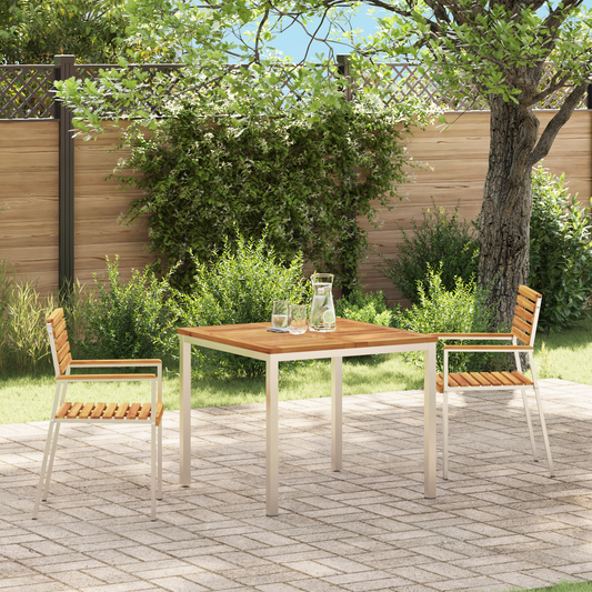 Garden Chair 2 pcs Solid Acacia Wood and Stainless Steel Garden Chair 2 pcs Solid Acacia Wood and Stainless Steel
