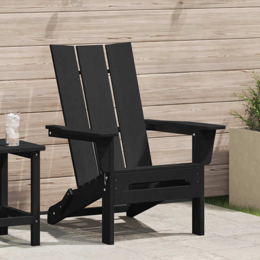 Folding Adirondack Chair Black 80.5 x 74.5 x 92 cm HDPE Folding Adirondack Chair Black 80.5 x 74.5 x 92 cm HDPE