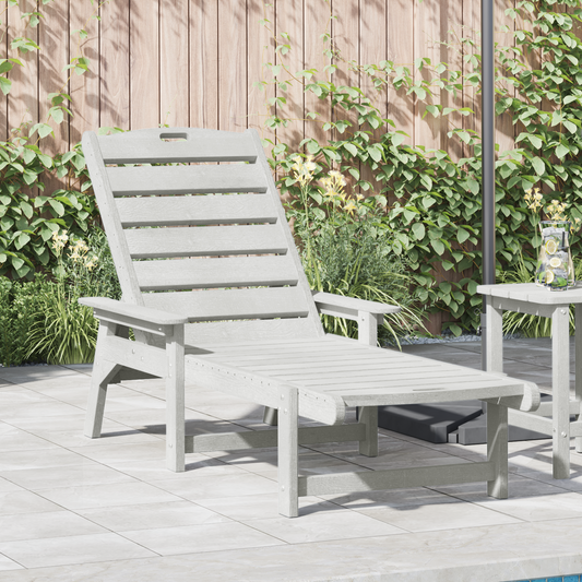 Sun Lounger White 195.5 x 53 x 98.5 cm HDPE Sun Lounger White 195.5 x 53 x 98.5 cm HDPE