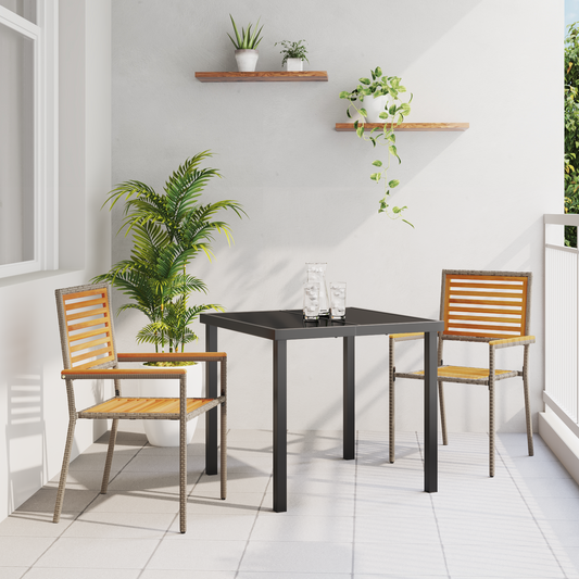 Garden Stacking Chairs 2 pcs Brown and Grey 54 x 56 x 90 cm Garden Stacking Chairs 2 pcs Brown and Grey 54 x 56 x 90 cm