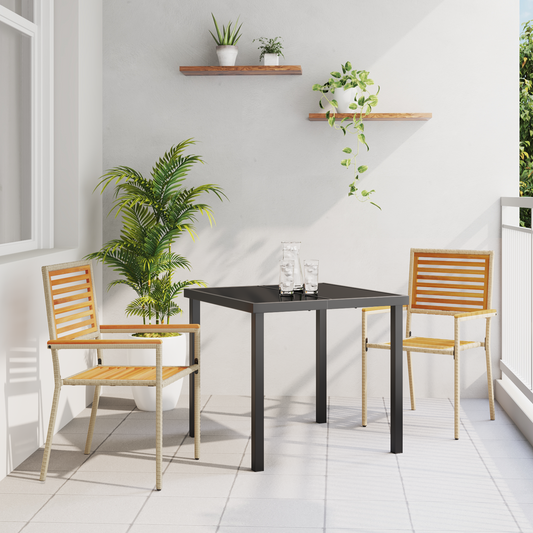 Garden Stacking Chairs 2 pcs Brown and Beige 54 x 56 x 90 cm Garden Stacking Chairs 2 pcs Brown and Beige 54 x 56 x 90 cm