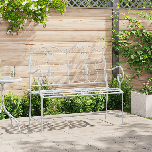 Garden Bench Antique White 104 x 54 x 93 cm Steel Garden Bench Antique White 104 x 54 x 93 cm Steel