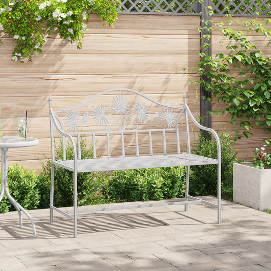 Garden Bench Antique White 104 x 52.5 x 89 cm Steel Garden Bench Antique White 104 x 52.5 x 89 cm Steel