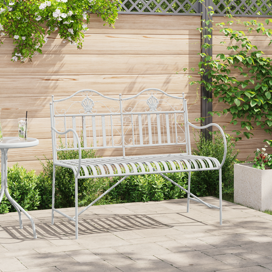 Garden Bench Antique White 103.5 x 59 x 89 cm Steel Garden Bench Antique White 103.5 x 59 x 89 cm Steel