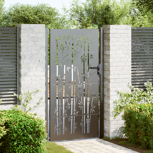 Garden Gate with Lock Black 110 x 205 cm Powder-Coated Steel Garden Gate with Lock Black 110 x 205 cm Powder-Coated Steel