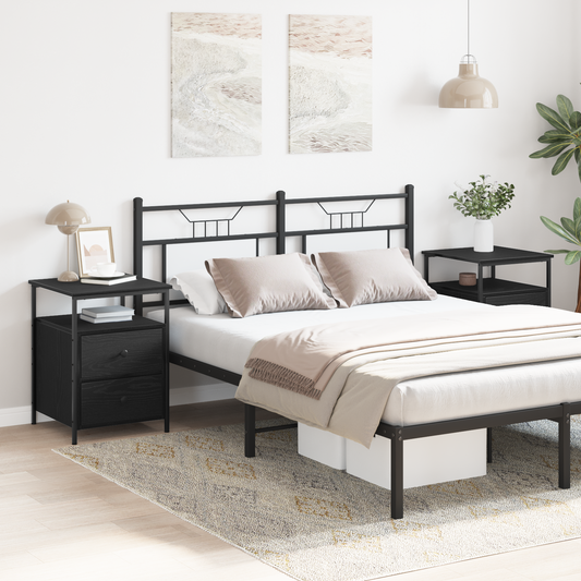 Bedside Cabinet with Drawer 2 pcs Black Oak 34 x 35.5 x 50 cm Bedside Cabinet with Drawer 2 pcs Black Oak 34 x 35.5 x 50 cm