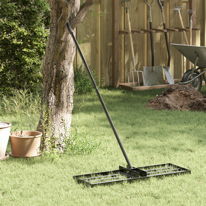 Garden Leveling Rake Black 75 x 25 x 200 cm Powder-Coated Steel