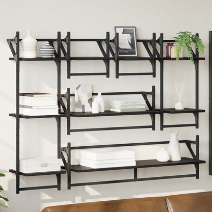 Wall Shelf Set 6 pcs Black Oak 100 x 25 x 30 cm Engineered Wood