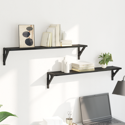 Wall Shelves 2 pcs Black Oak 80 x 15 x 15.5 cm Engineered Wood