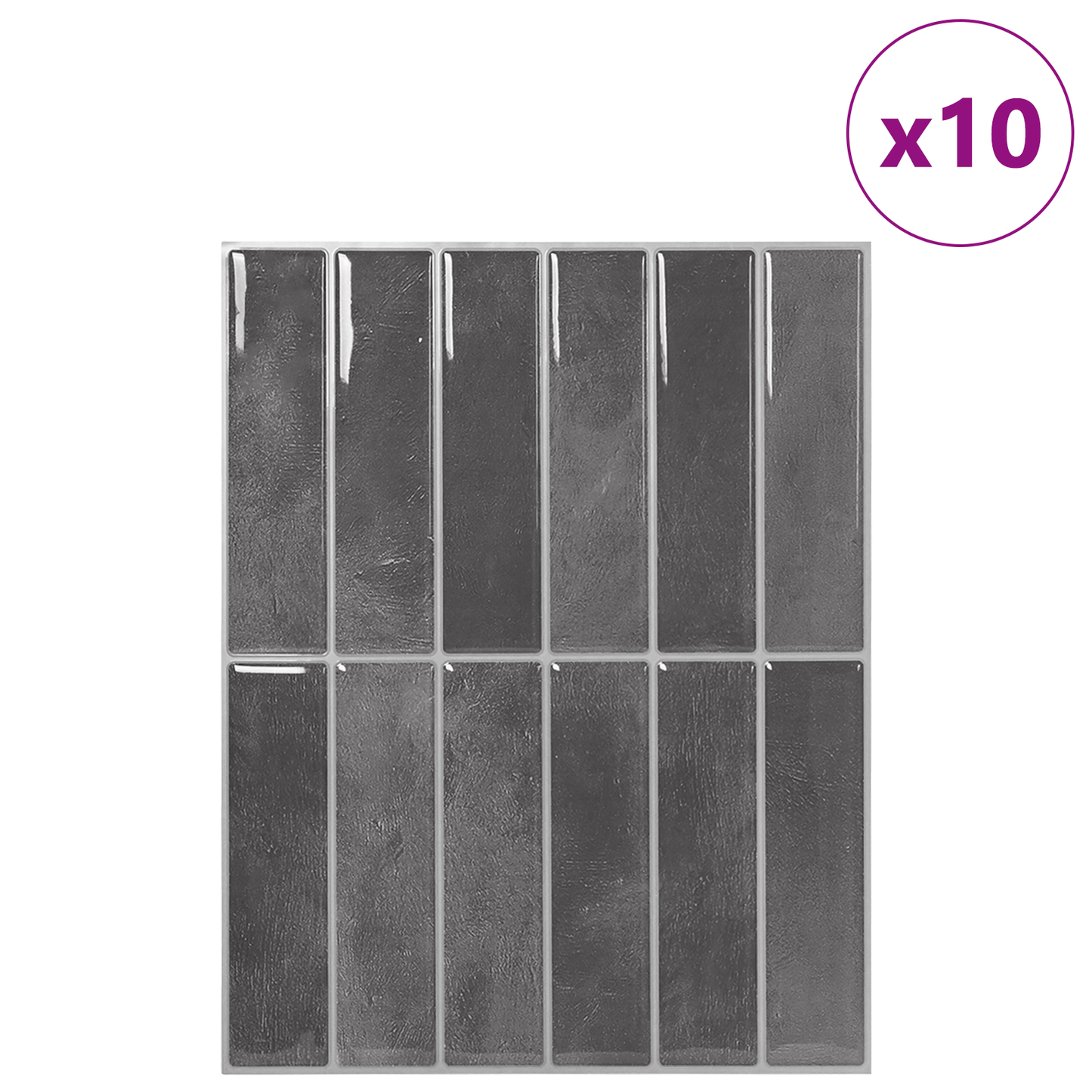 Rectangular Tile 10 pcs Grey 29 x 23 x 0.08 cm