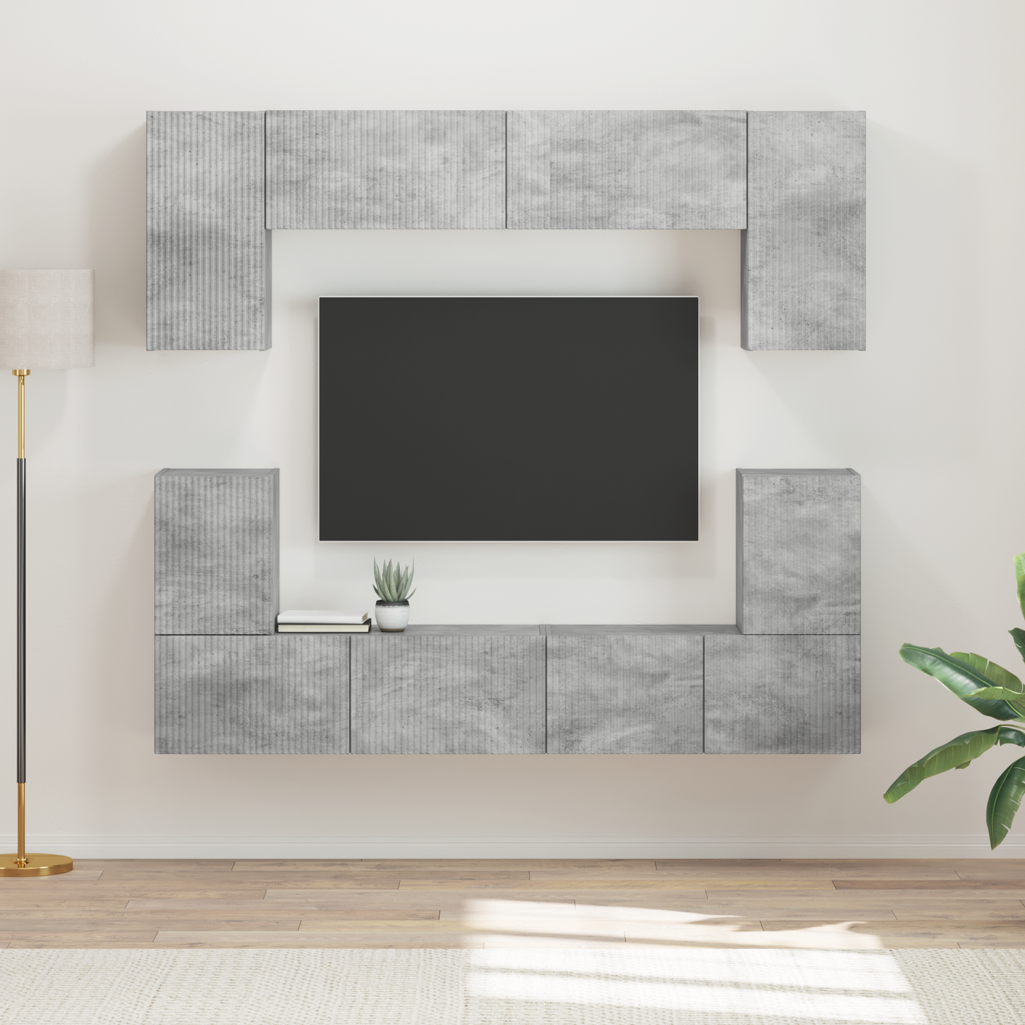 TV Cabinet Set Wall-mounted 5 pcs Concrete Grey Engineered Wood
