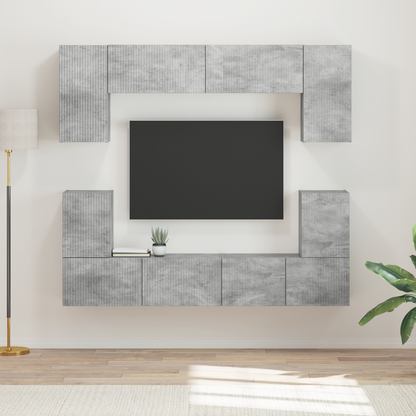 TV Cabinet Set Wall-mounted 5 pcs Concrete Grey Engineered Wood