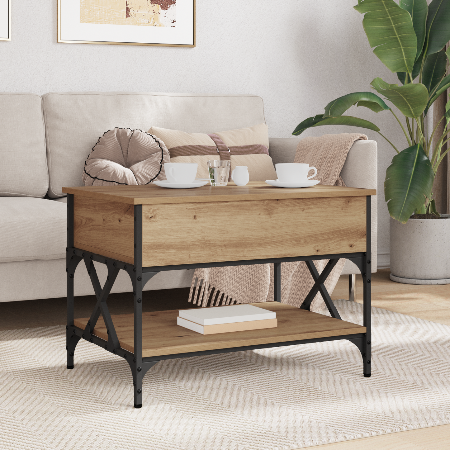 Coffee Table Artisan Oak 70 x 50 x 50 cm Engineered Wood