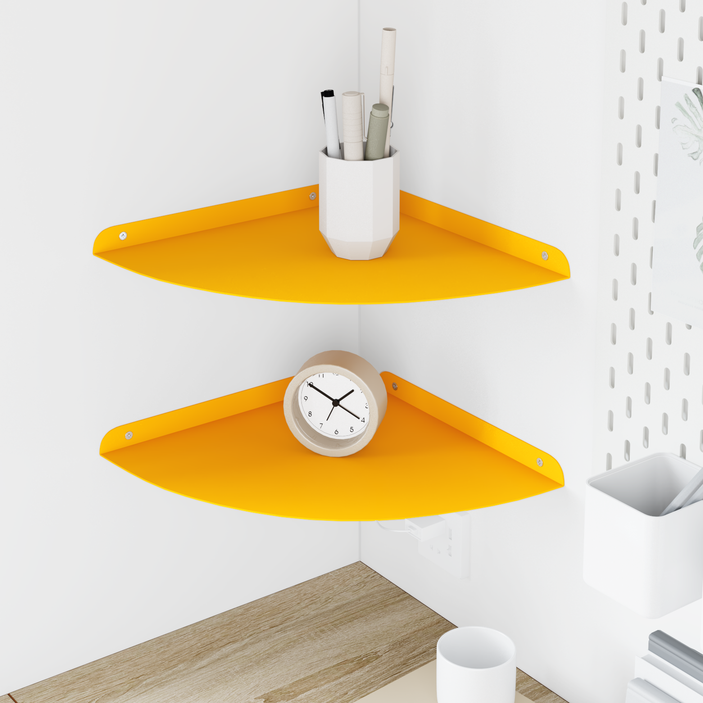 Floating Shelf with Shelf 2 pcs Mustard Yellow 30 x 30 x 2 cm