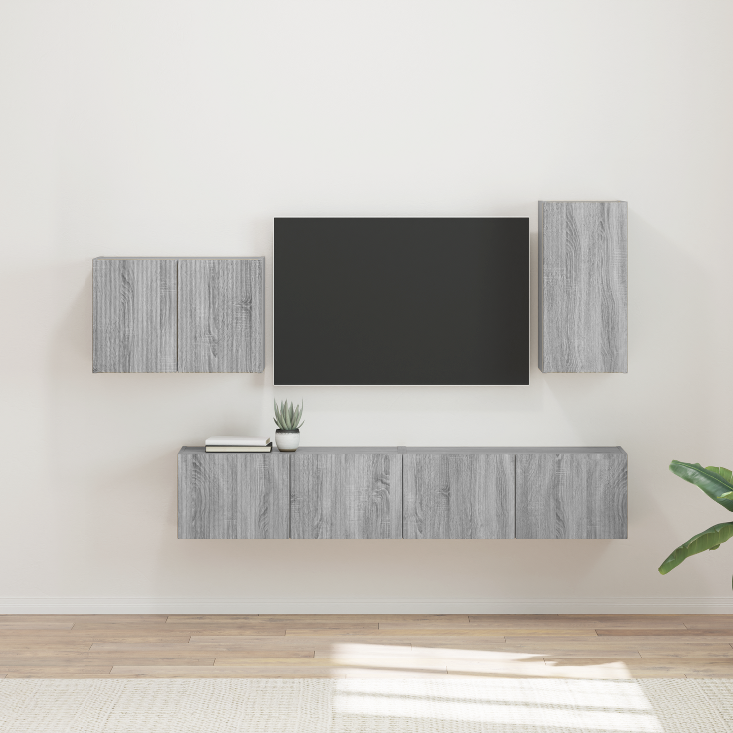 TV Wall Cabinet Set 4 pcs Grey Sonoma Engineered Wood