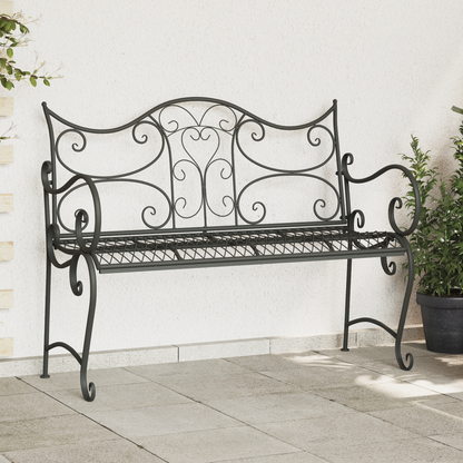 Garden Bench 2-Seater 114 x 56.5 x 90 cm Steel Silver Grey