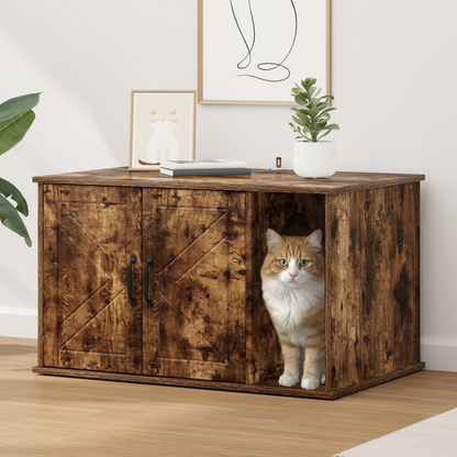 Cat House Smoked Oak 85 x 55 x 50 cm Engineered Wood