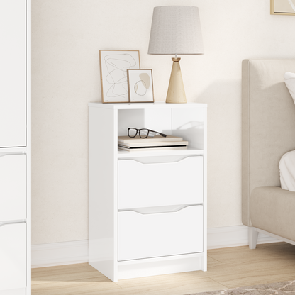 Bedside Table High Gloss White 40 x 30 x 467 cm Engineered Wood