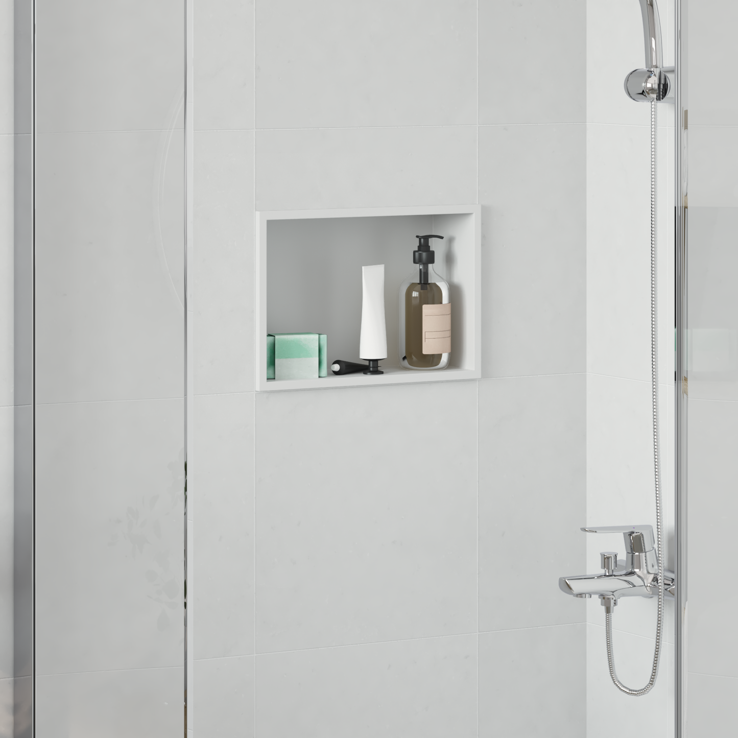 Shower Niche White 30 x 20 x 9.5 cm Stainless Steel