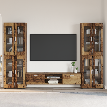 TV Cabinet Set with Shelf FLORIN 3 pcs Old Wood Engineered Wood