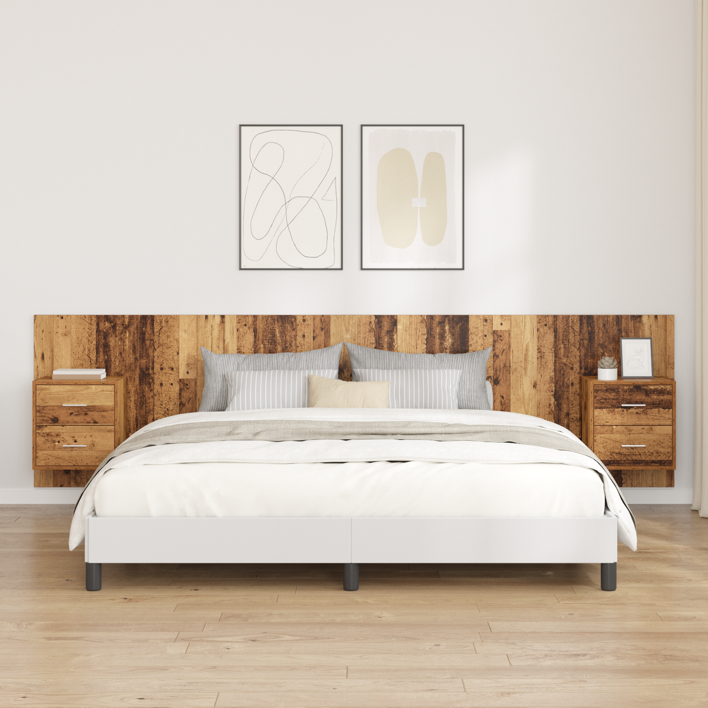 Headboard with Cabinet 3 pcs Old Wood Engineered Wood