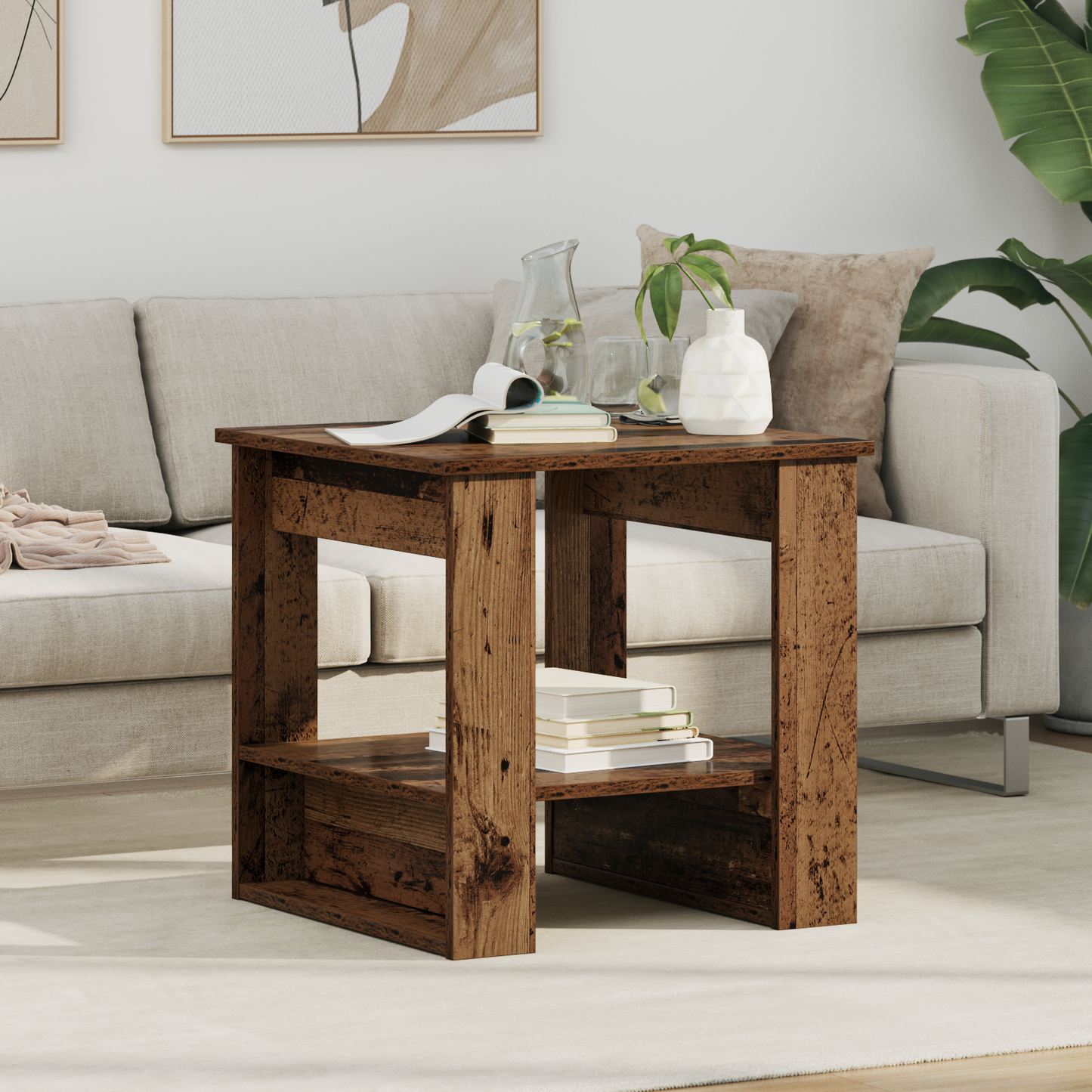 Coffee Table Old Wood 51 x 50 x 50 cm Engineered Wood