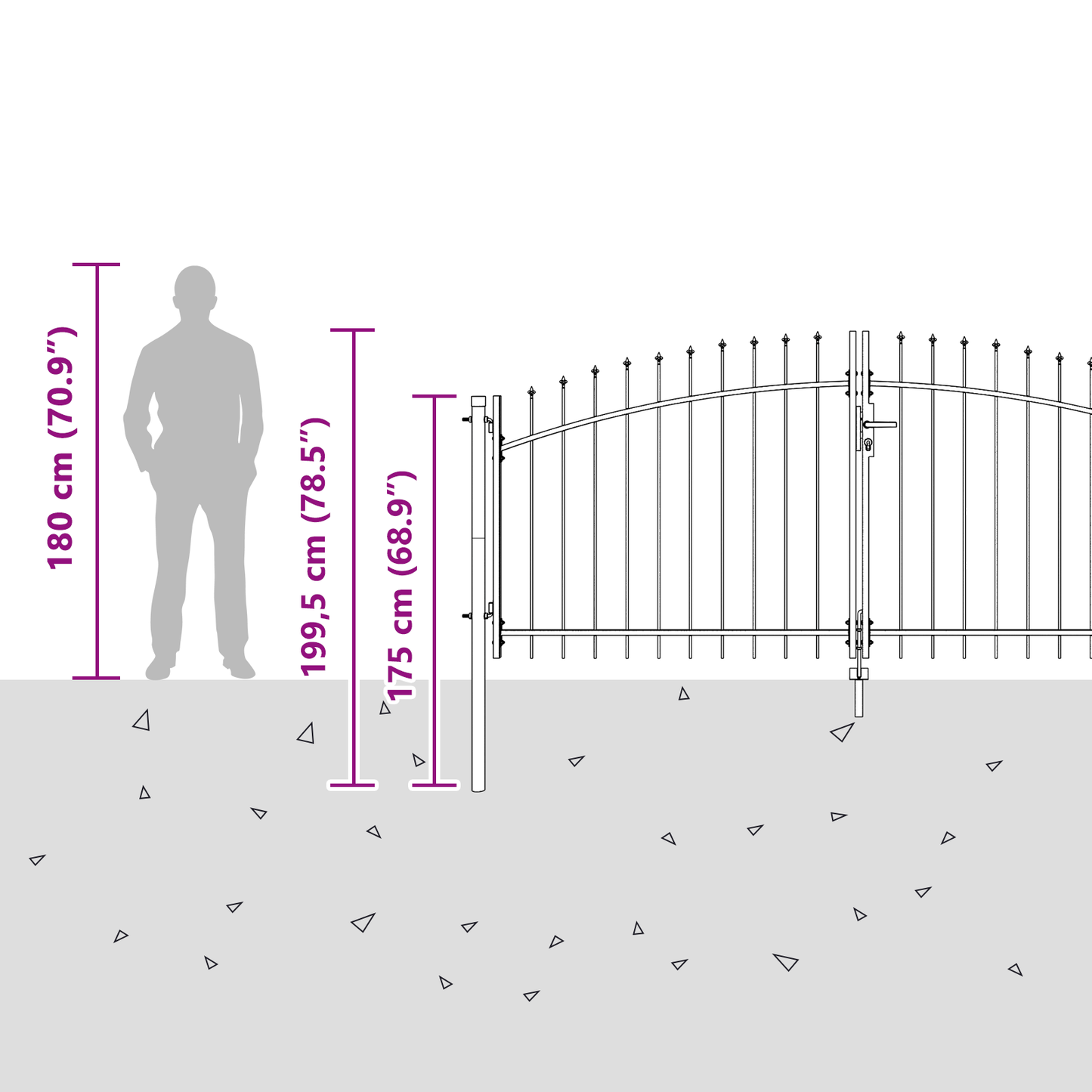 Double Gate with Lock Woerden Grey 299.5 x 199.5 cm Steel