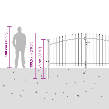 Double Gate with Lock Woerden Grey 299.5 x 199.5 cm Steel