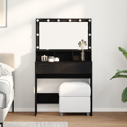 Dressing Table Black Oak 80 x 41 x 134.5 cm Engineered Wood