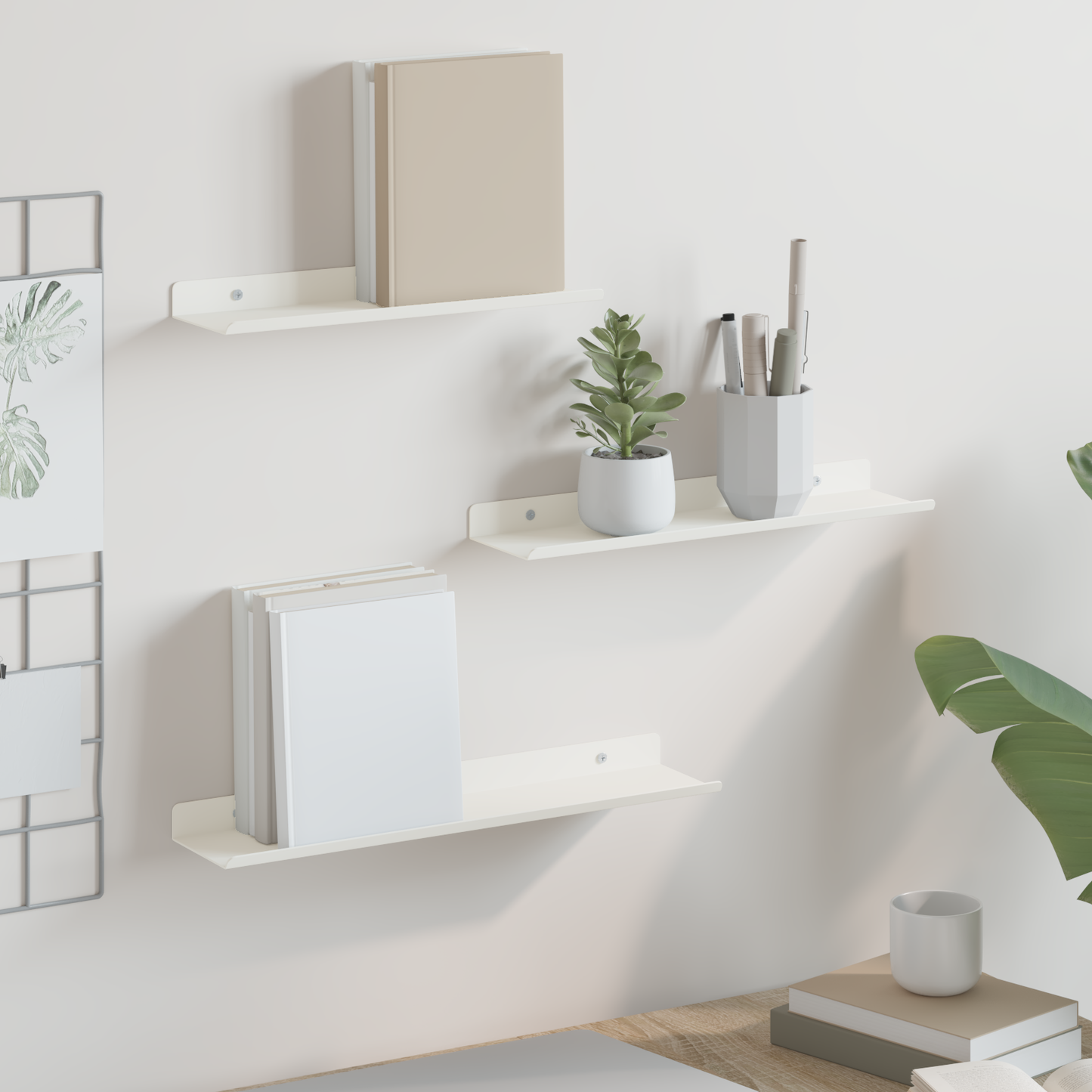 Floating Shelf Wall-mounted 3 pcs White 40 x 9 x 2.5 cm Steel
