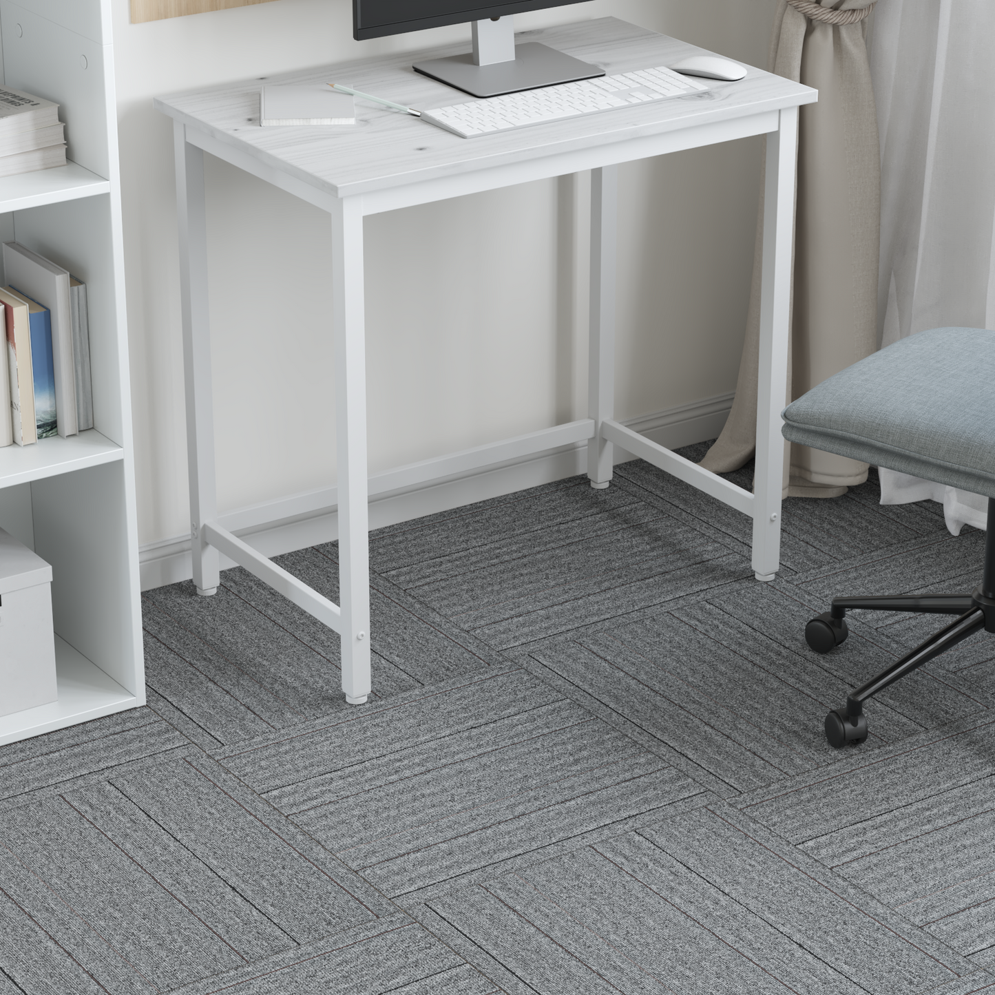Carpet Tile Light Grey with Stripes 50 x 50 cm 36 pcs
