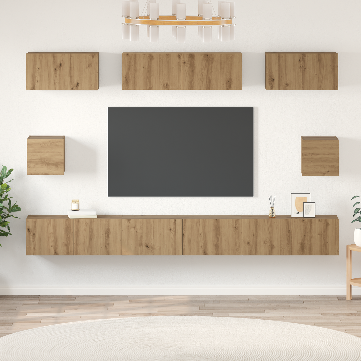 TV Cabinet Set Wall-mounted 8 pcs Artisan Oak Engineered Wood