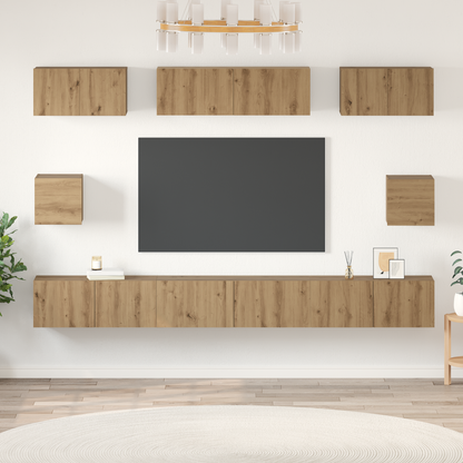 TV Cabinet Set Wall-mounted 8 pcs Artisan Oak Engineered Wood