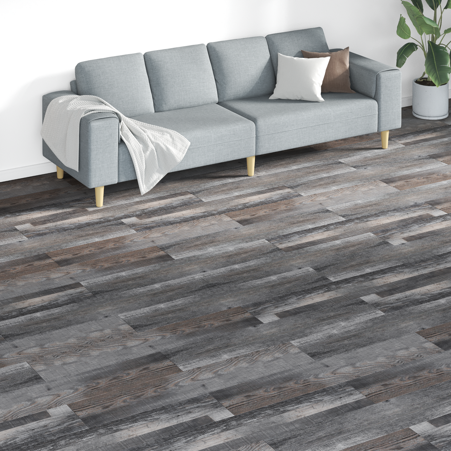 Flooring Planks 18 pcs Grey 5.26 m² PVC