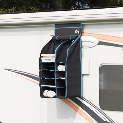 Hanging Tent Organizer 10 Pockets Black 40.5 x 25 x 80 cm