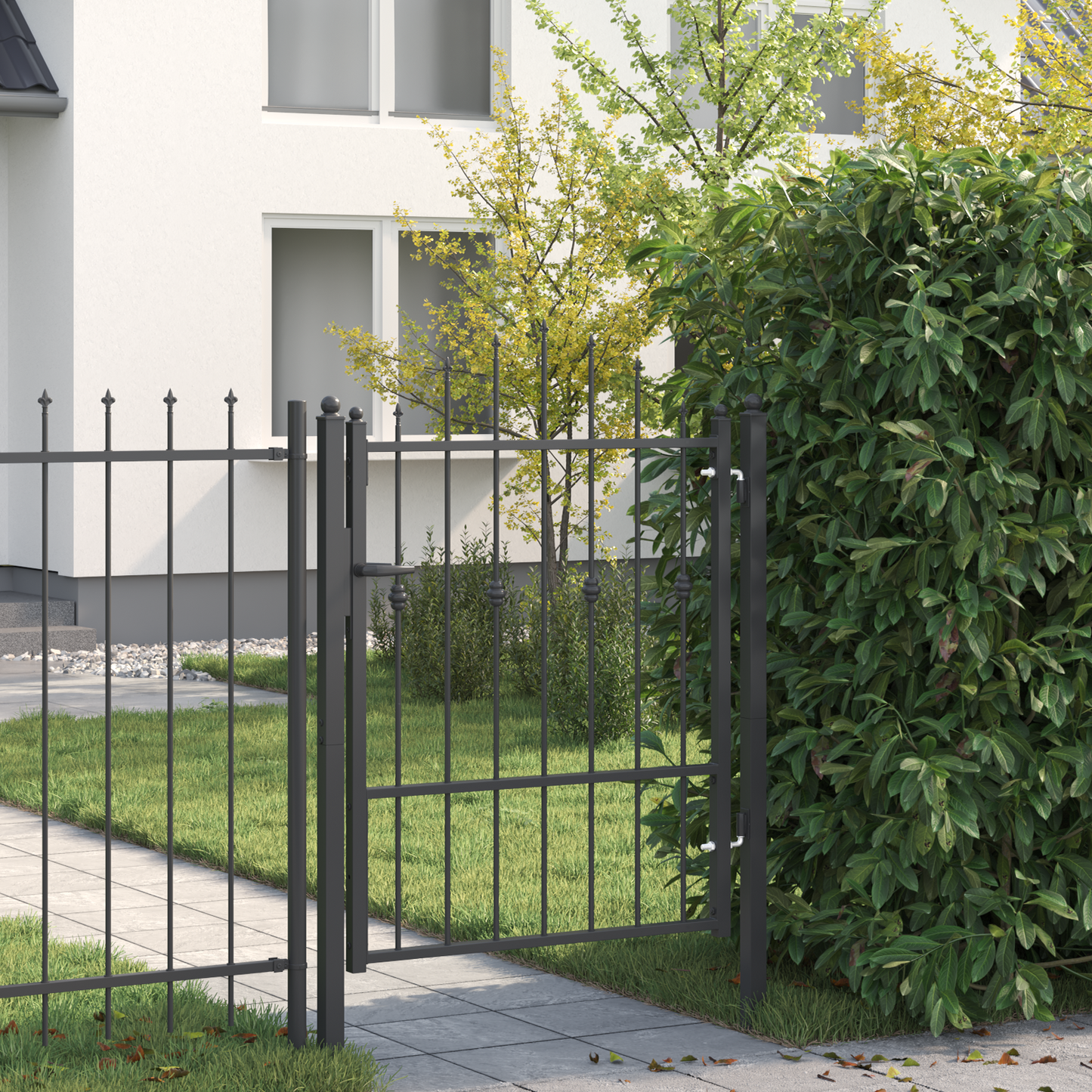Fence Gate HORST 100 x 125 cm Metal Black Lockable