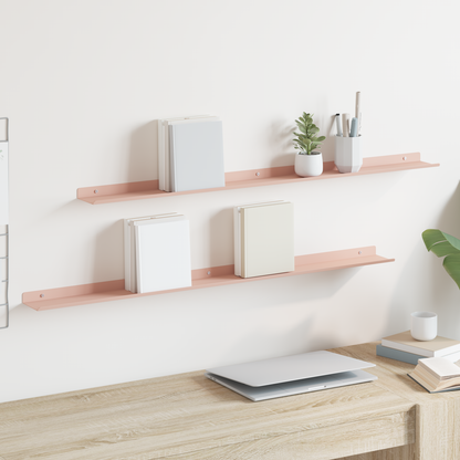 Floating Shelf Wall-mounted 2 pcs Pink 100 x 9 x 2.5 cm Steel