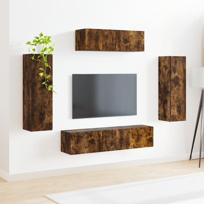 TV Cabinet 5 pcs Smoked Oak