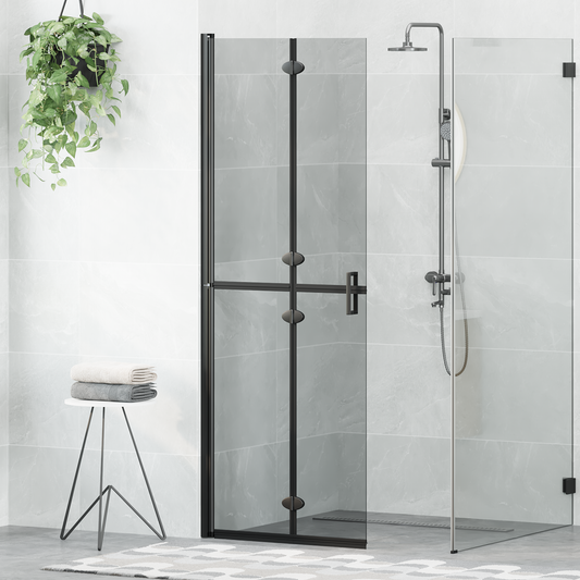 Walk-In Shower Wall Folding Black 70 x 6.5 x 190 cm