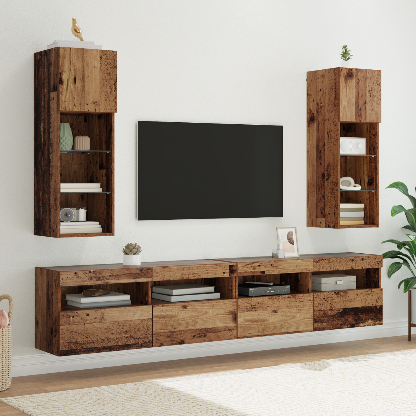 Wall-mounted TV Cabinets 2 pcs Old Wood 30.5 x 30 x 90 cm