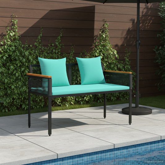 Outdoor Bench Black and Turquoise 117 x 54 x 74.5 cm