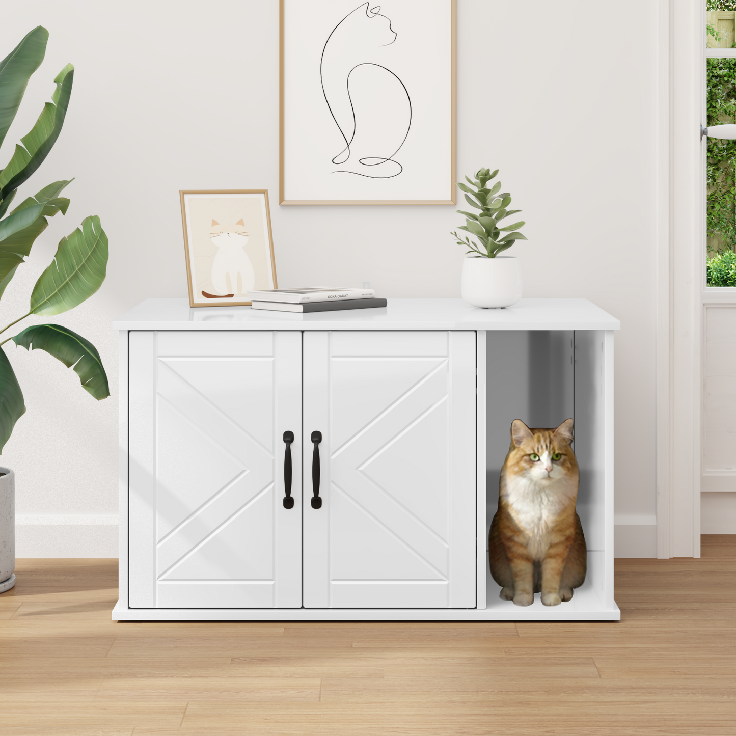 Cat House Gloss White 85 x 55 x 50 cm Engineered Wood