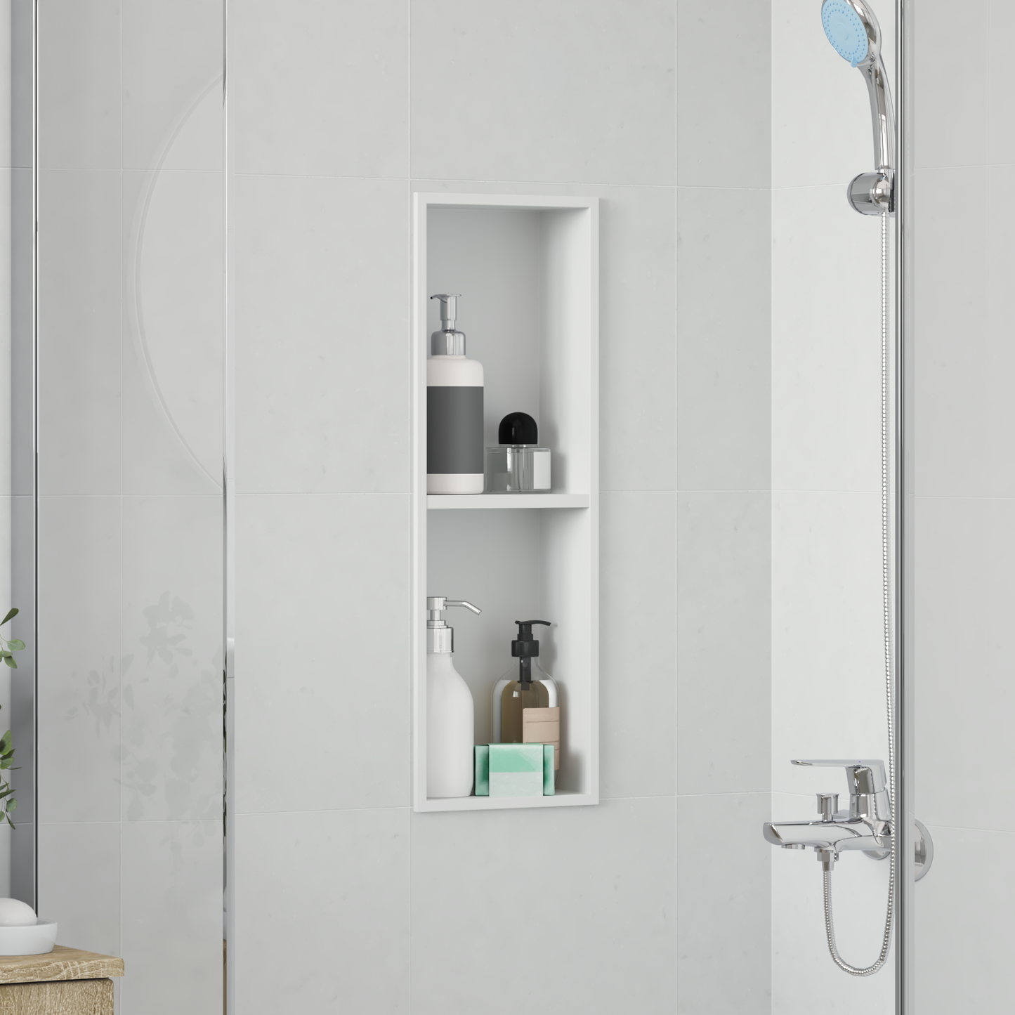 Shower Niche White 60 x 20 x 9.5 cm Stainless Steel