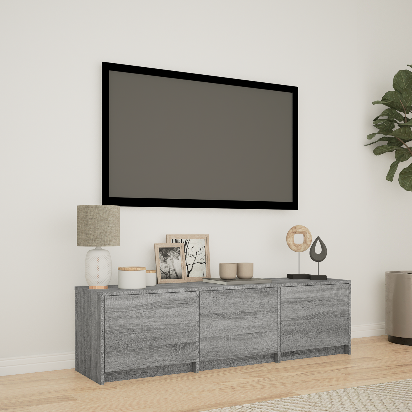 TV Cabinet with LED with LED Grey Sonoma 140 x 34 x 40 cm