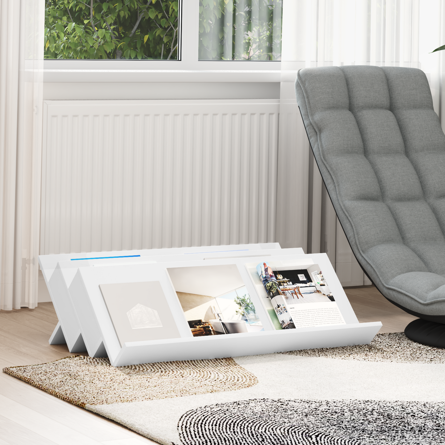 Magazine Rack White 90 x 53 x 28.5 cm Engineered Wood