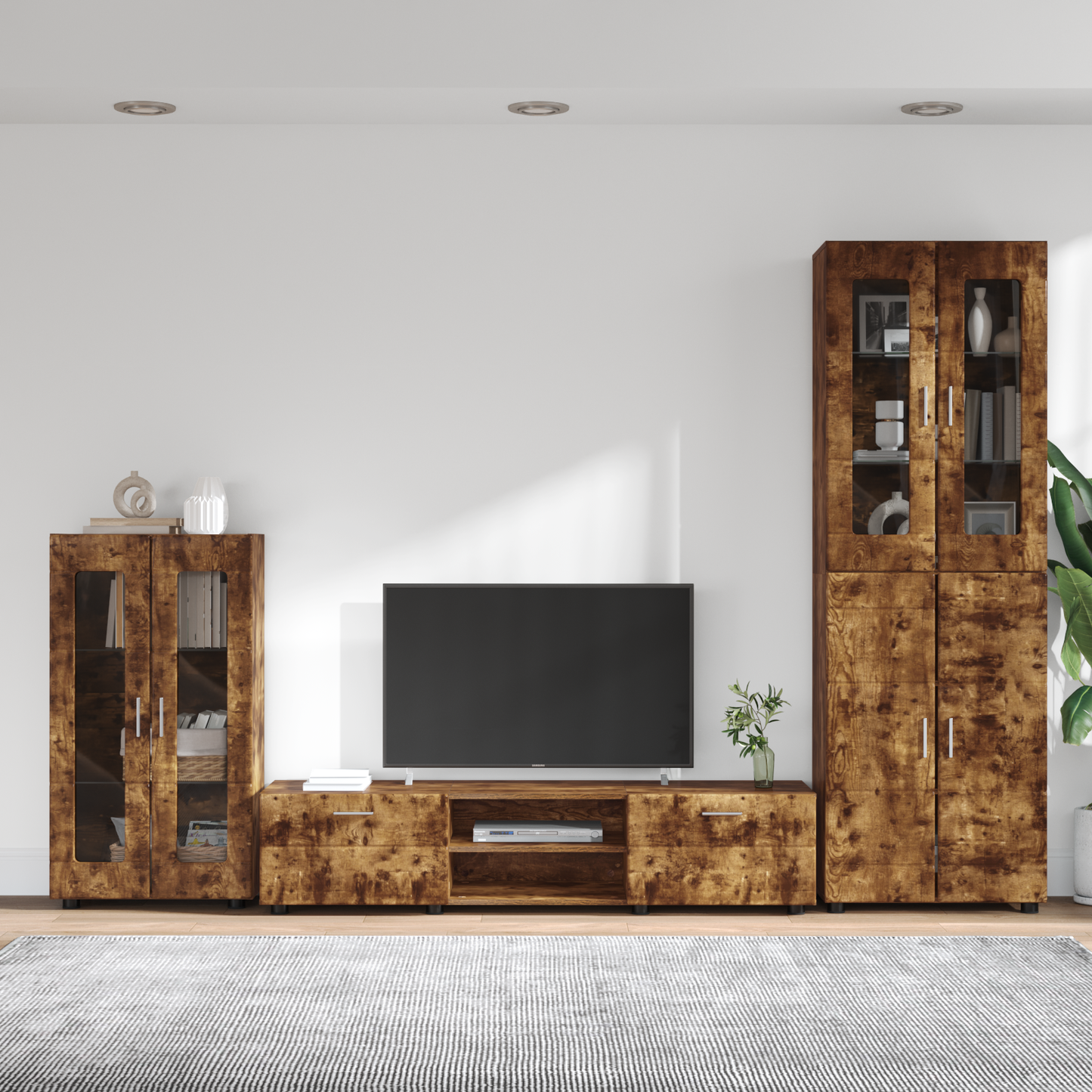 TV Cabinet Set FLORIN 3 pcs Smoked Oak Engineered Wood