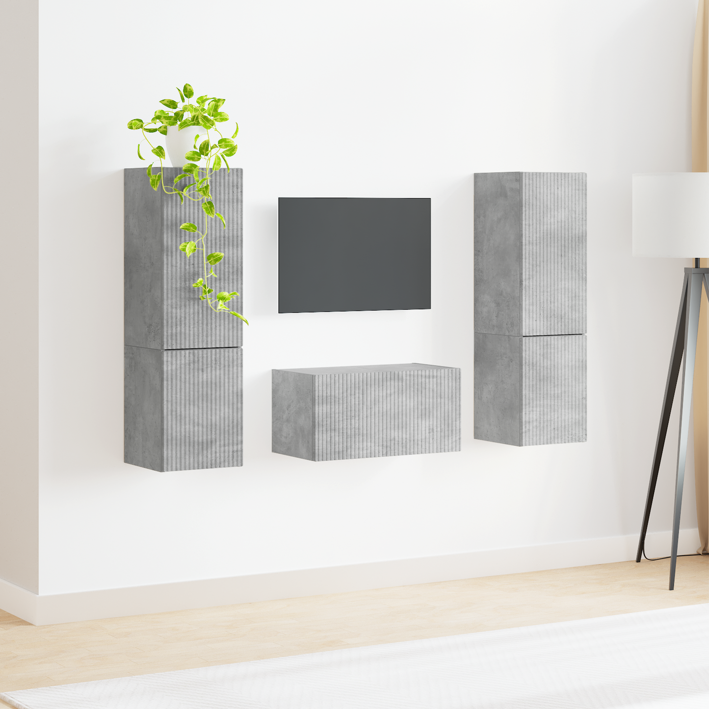 TV Cabinet Set 5 pcs Concrete Grey Engineered Wood