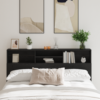 Headboard Cabinet Black Oak 180 x 19 x 103.5 cm Engineered Wood